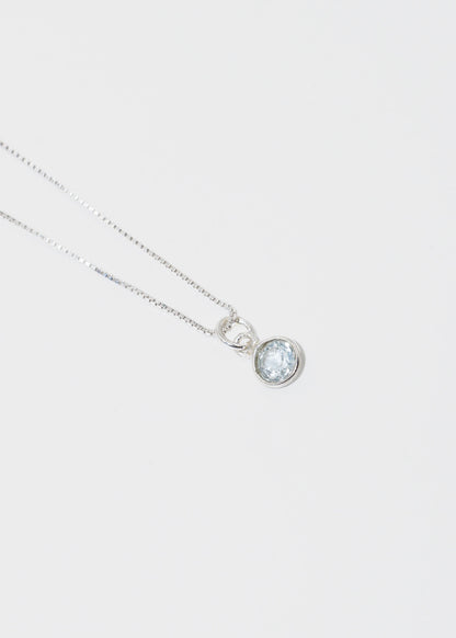 Cadena collar con dije punto luz topacio azul plata 925