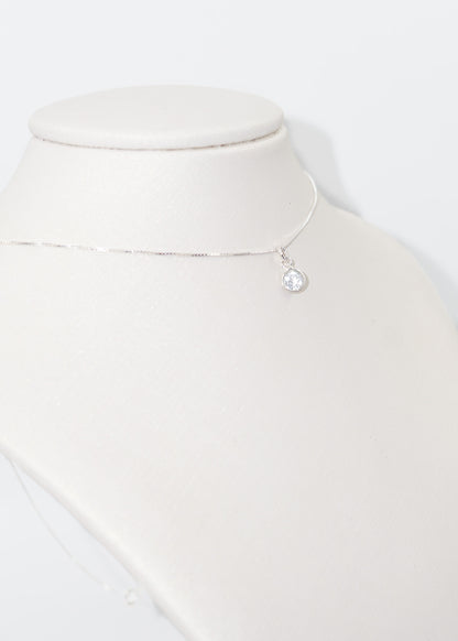 Cadena collar con dije punto luz topacio azul plata 925