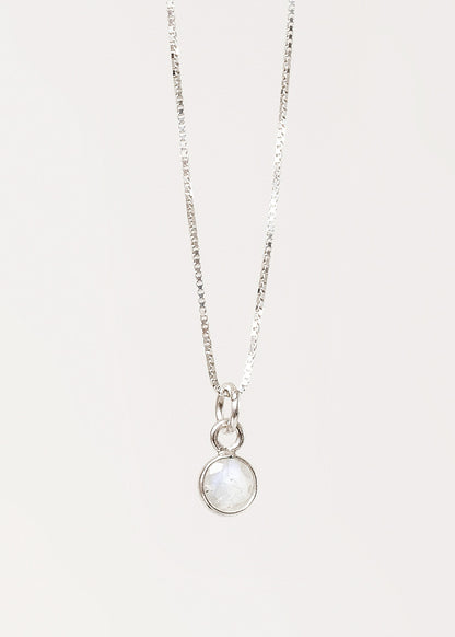 Cadena collar con dije punto luz piedra luna plata 925