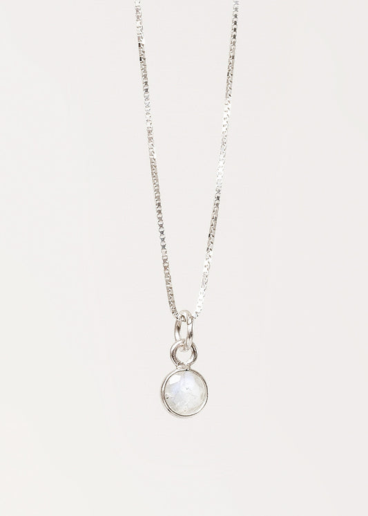 Cadena collar con dije punto luz piedra luna plata 925
