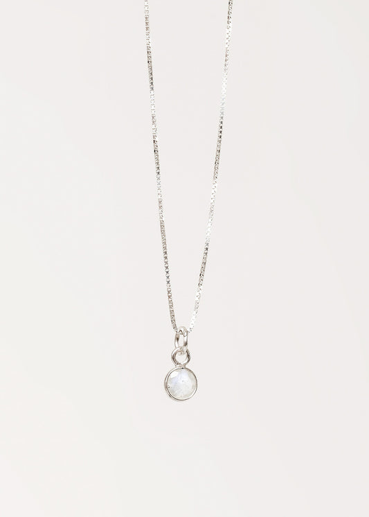 Cadena collar con dije punto luz piedra luna plata 925