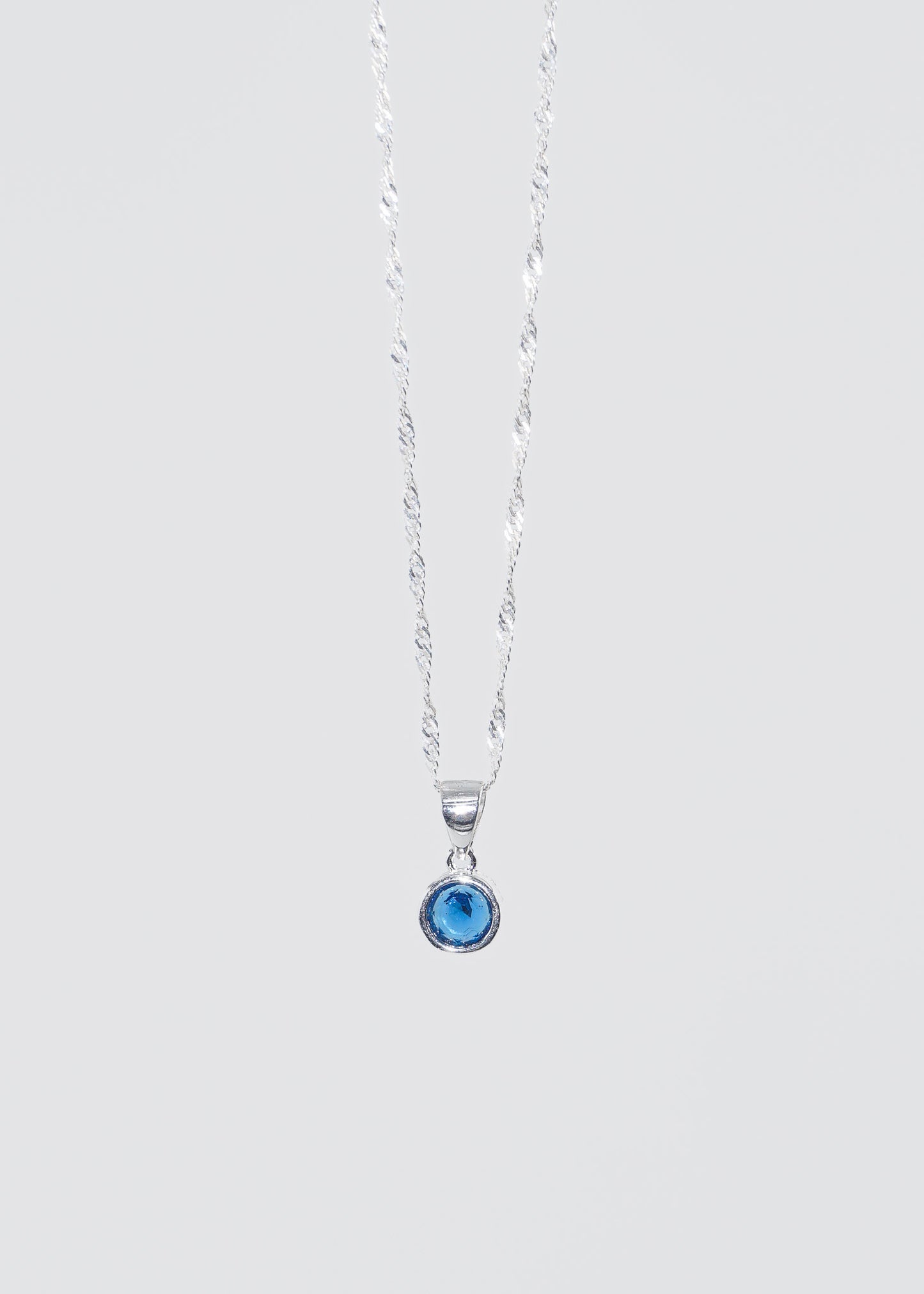 Cadena collar dije punto luz zirconia azul plata 925