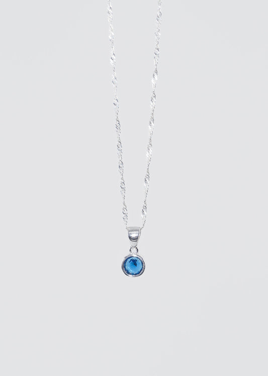 Cadena collar dije punto luz zirconia azul plata 925