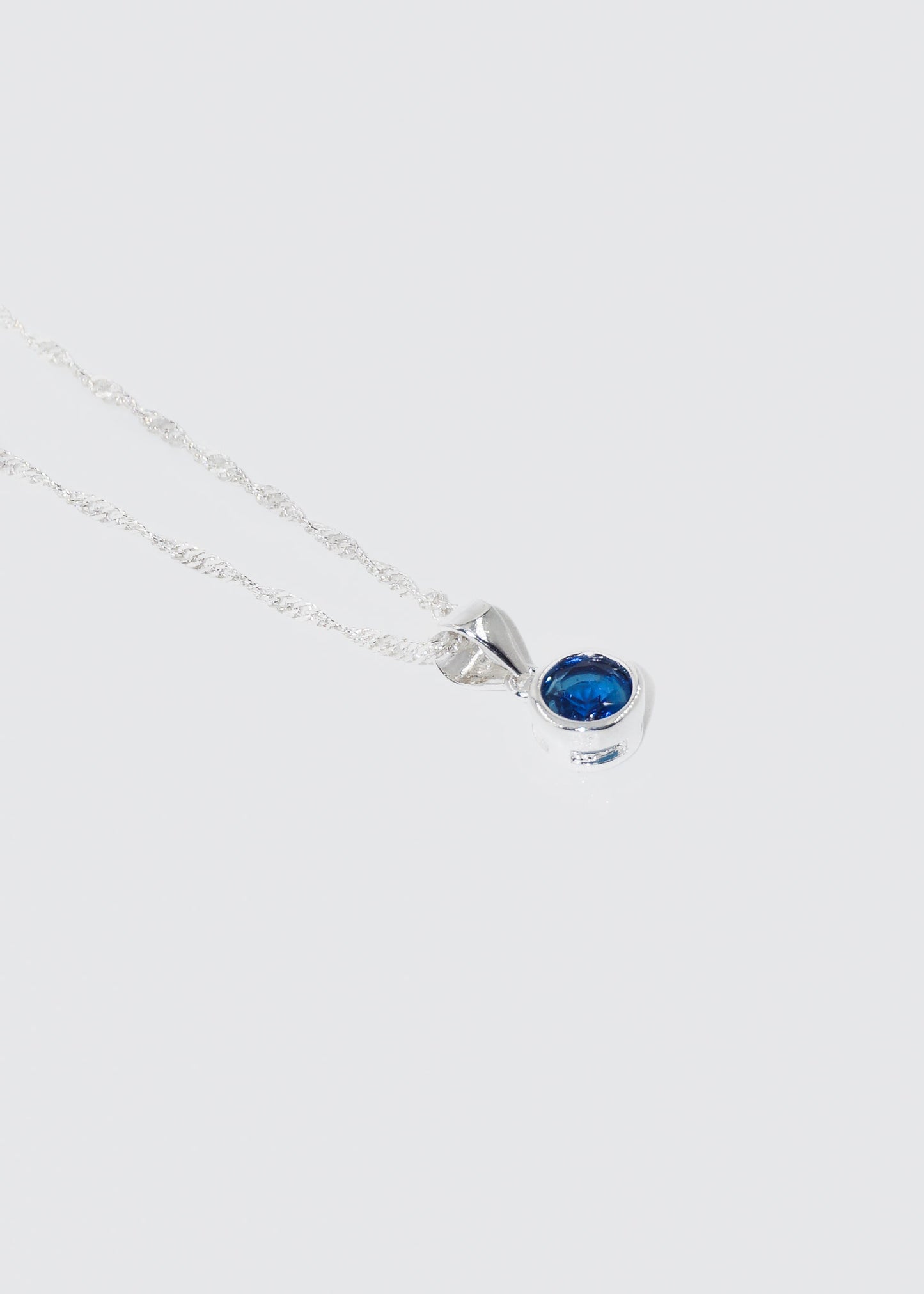 Cadena collar dije punto luz zirconia azul plata 925