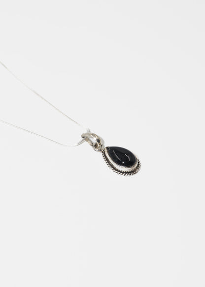Cadena collar con dije gota piedra ónix plata 925