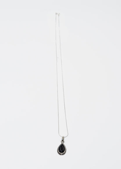 Cadena collar con dije gota piedra ónix plata 925
