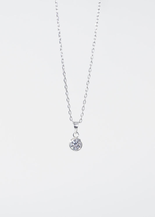 Cadena collar forcet con dije punto luz zirconia plata 925