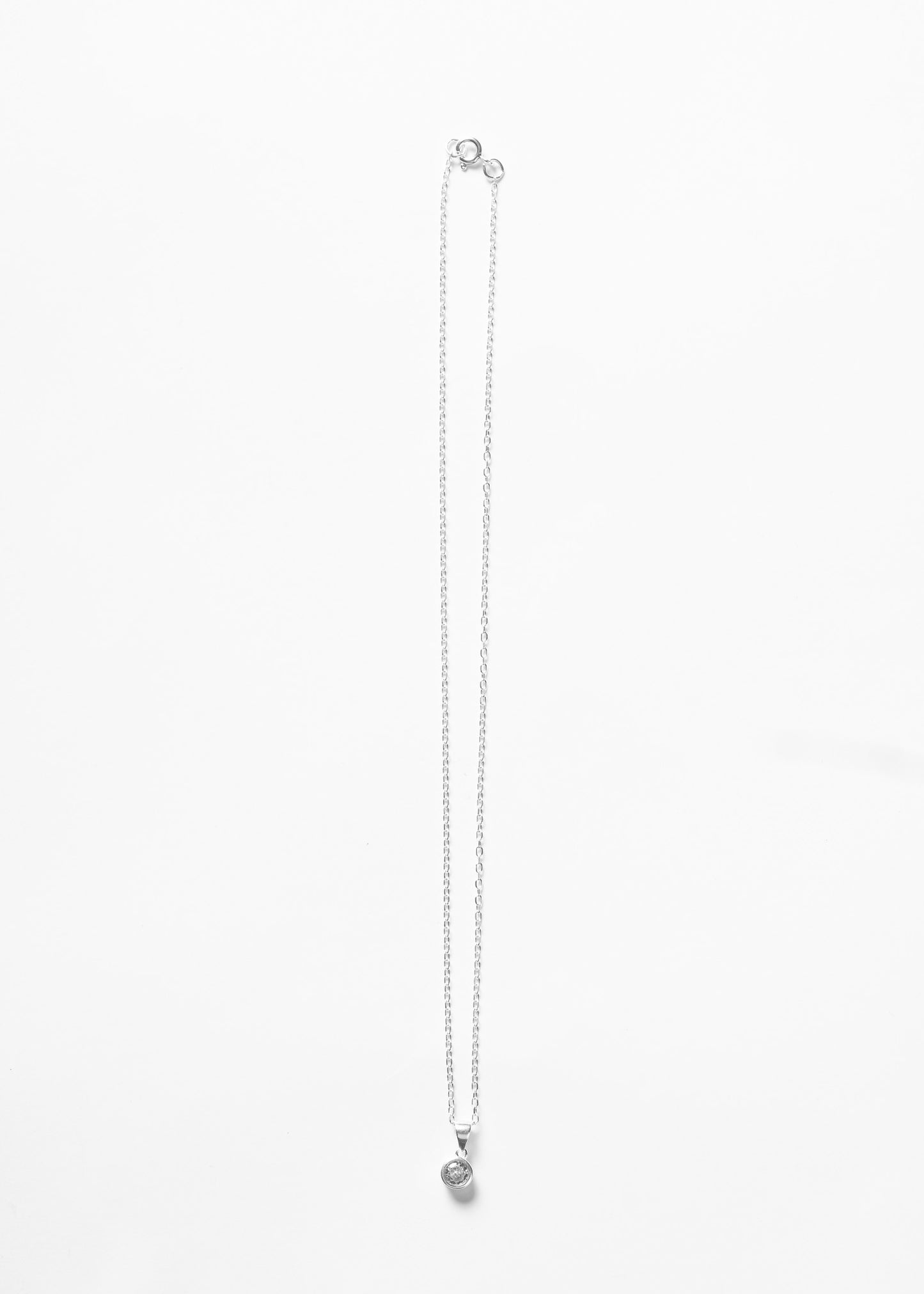 Cadena collar forcet con dije punto luz zirconia plata 925