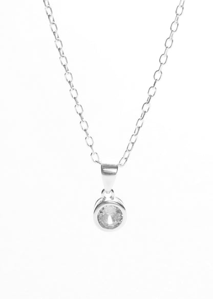 Cadena collar forcet con dije punto luz zirconia plata 925