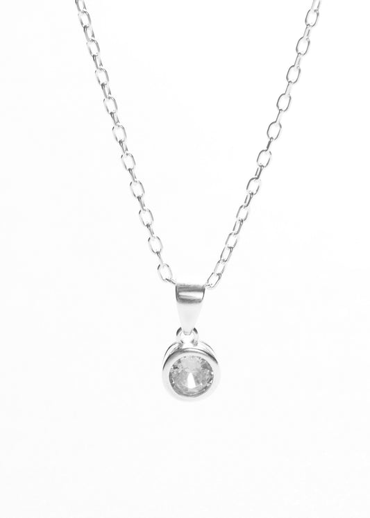 Cadena collar forcet con dije punto luz zirconia plata 925
