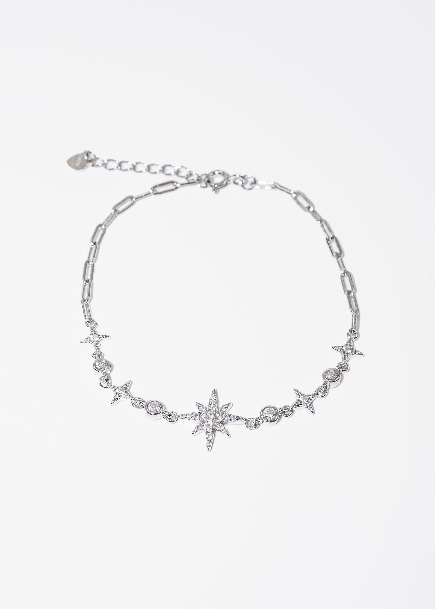 Pulsera eslabones estrellas y puntos luz zirconias plata 925