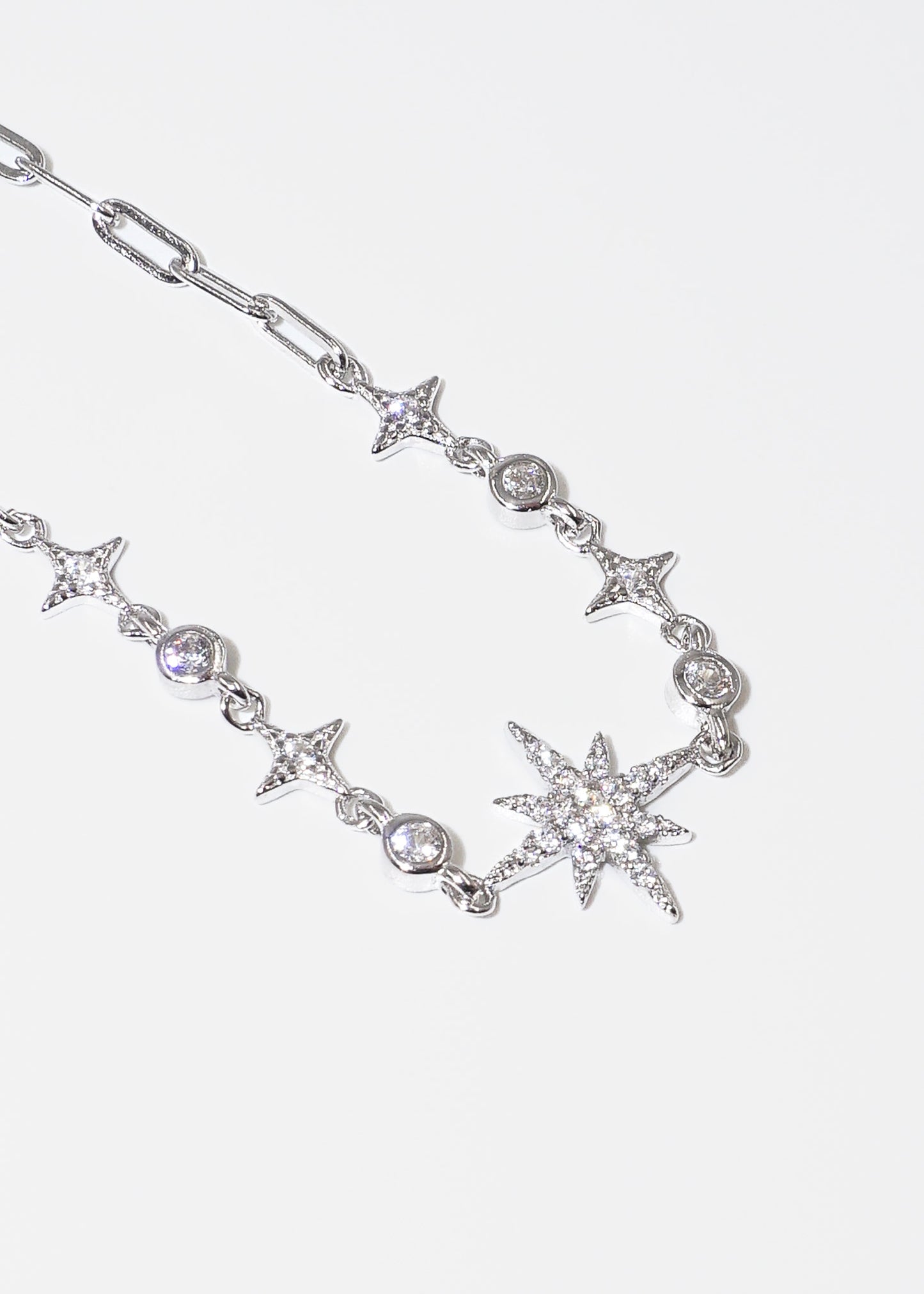 Pulsera eslabones estrellas y puntos luz zirconias plata 925