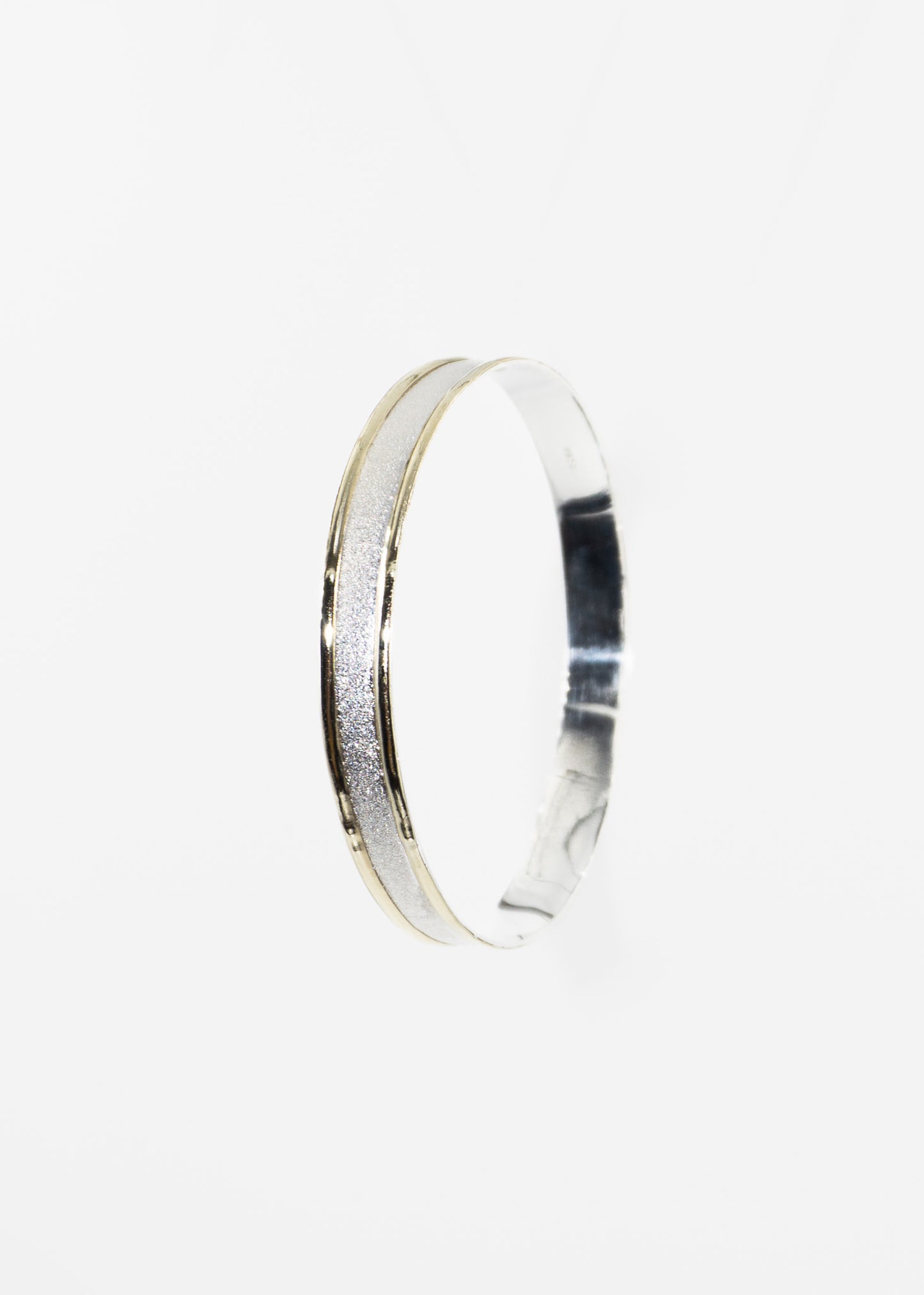 Pulsera esclava satinada 9mm plata 925 y doublé de oro 10k