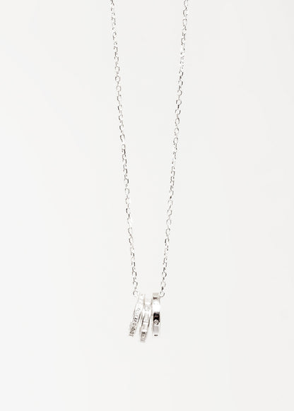 Cadena collar dijes 3 aros con zirconias plata 925