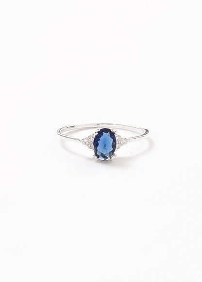 Anillo zirconia azul marino oval plata 925