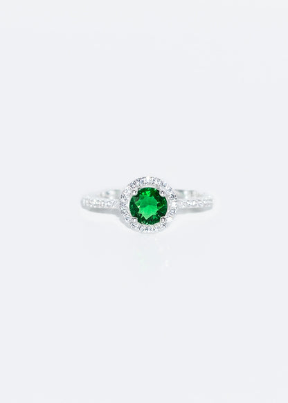 Anillo Lady Di zirconia verde plata 925