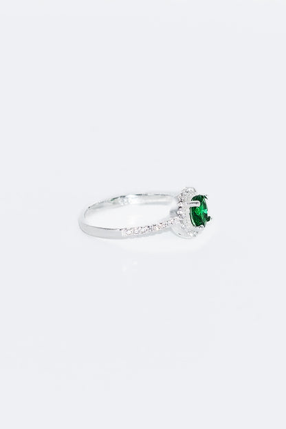 Anillo Lady Di zirconia verde plata 925