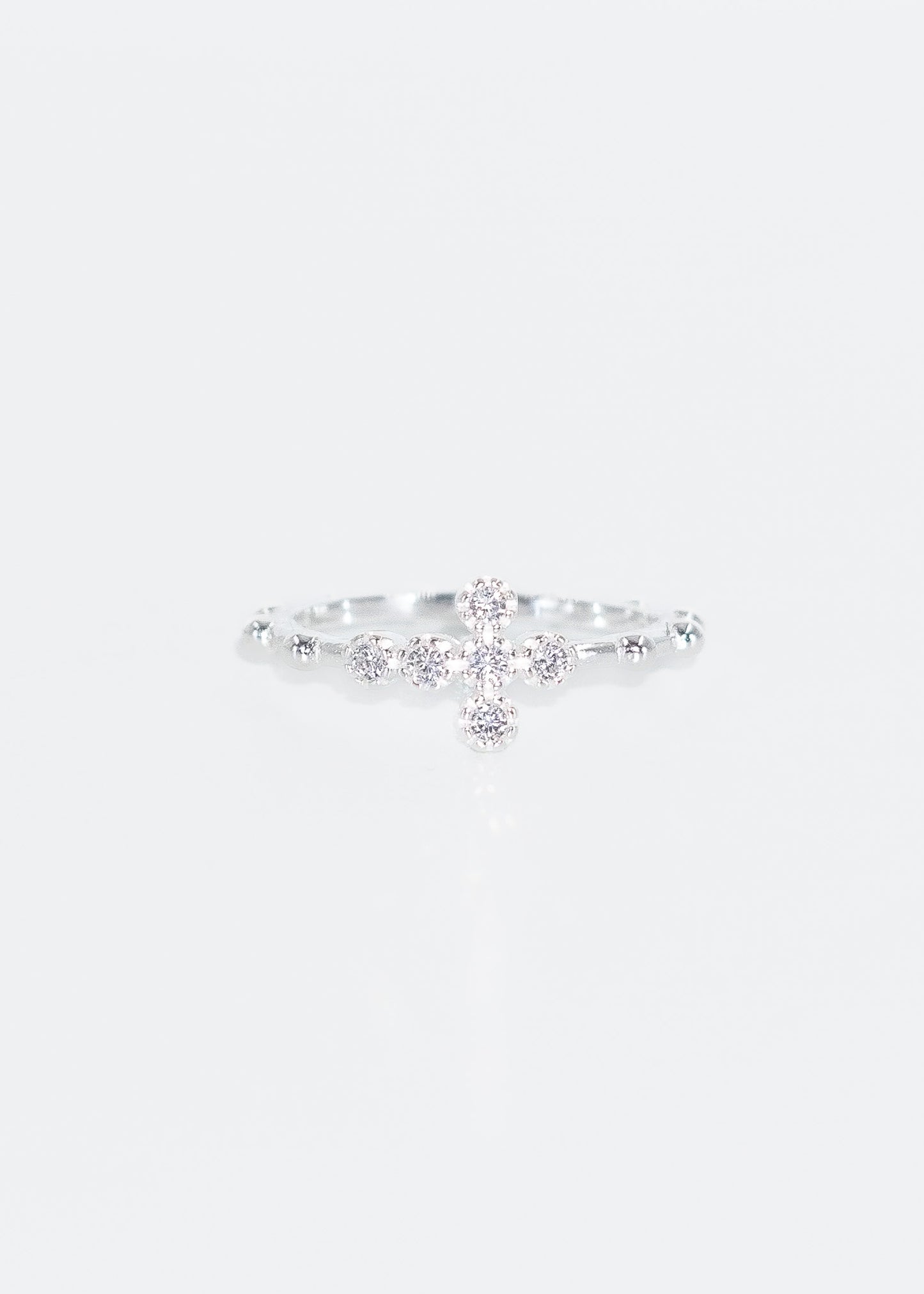 Anillo vasco esferas y cruz de zirconias plata 925