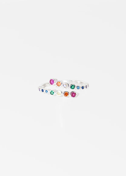 Anillo ajustable puntos luz de colores plata 925