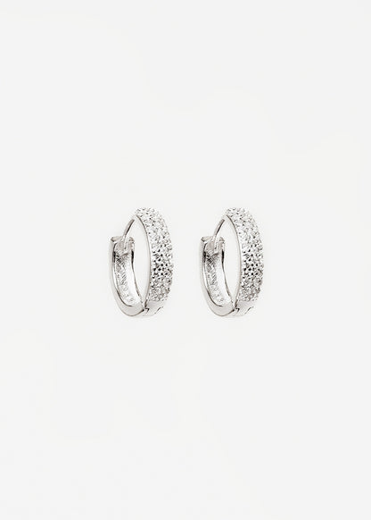 Caravanas aros huggies 15mm con zirconias plata 925