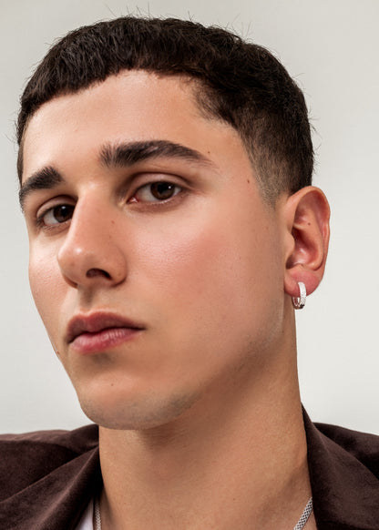 Caravanas aros huggies 15mm con zirconias plata 925