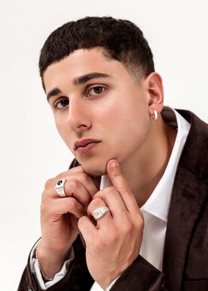 Caravanas aros huggies 15mm con zirconias plata 925