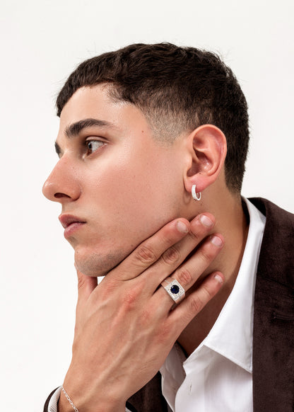 Caravanas aros huggies 15mm con zirconias plata 925