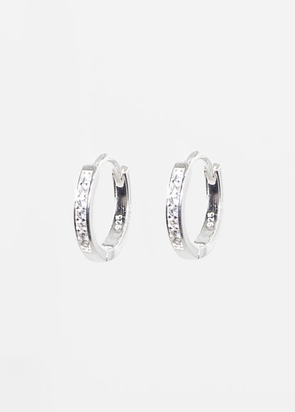 Caravanas aros huggies clásicos 14mm con zirconias plata 925