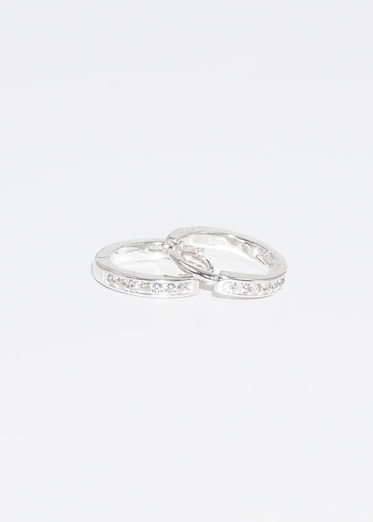 Caravanas aros huggies clásicos 14mm con zirconias plata 925