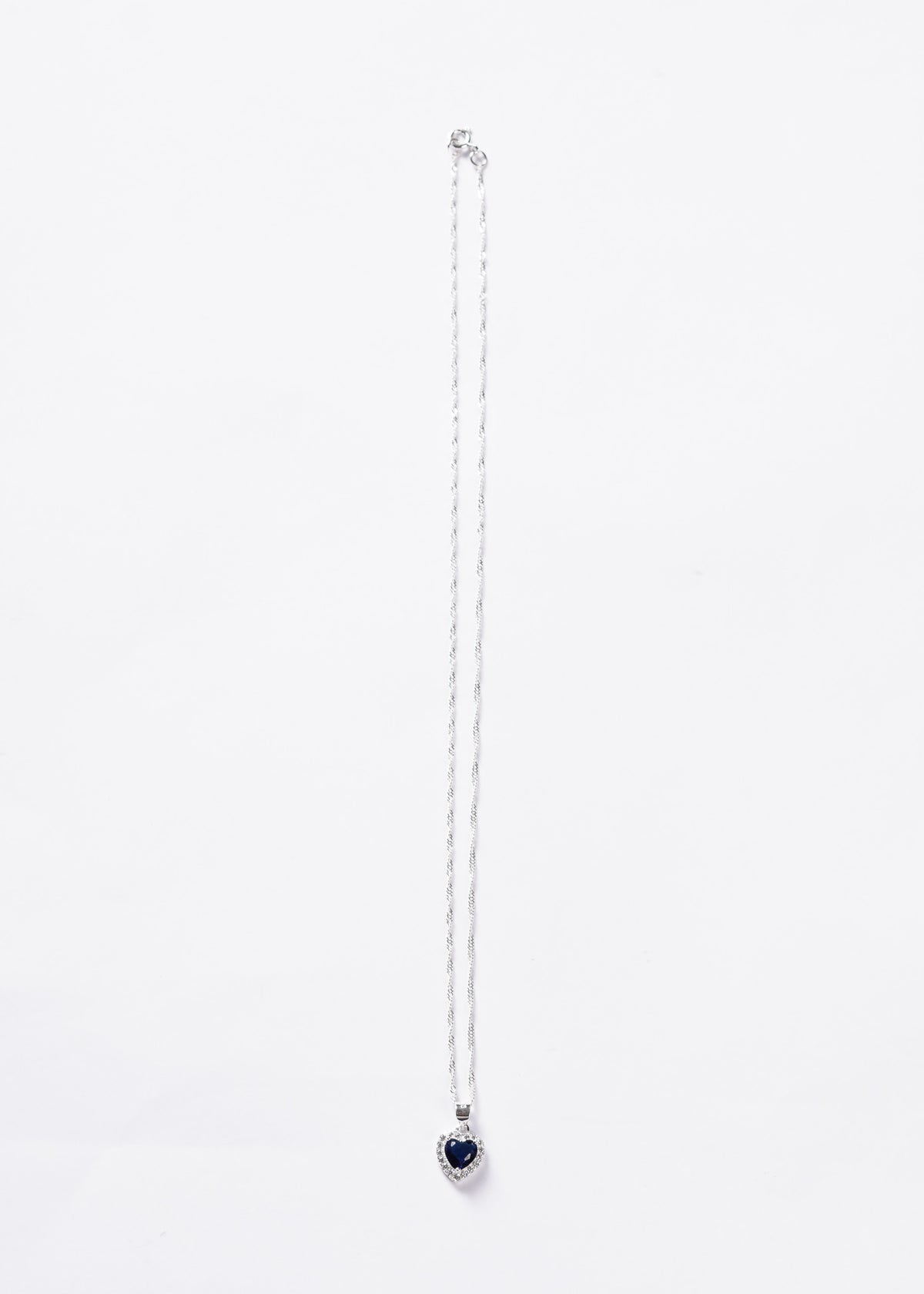 Cadena collar con dije promesa corazón azul plata 925