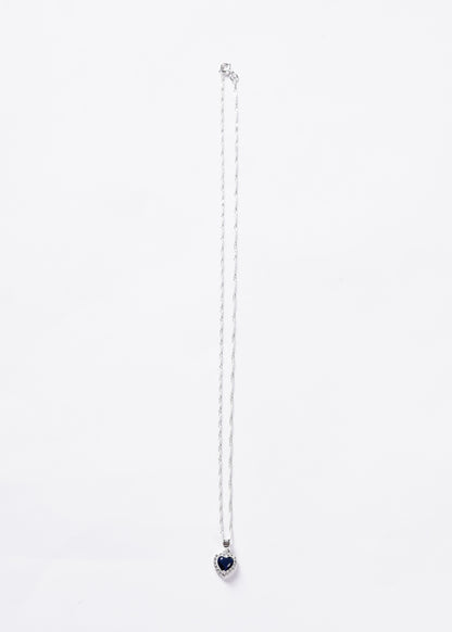 Cadena collar con dije promesa corazón azul plata 925