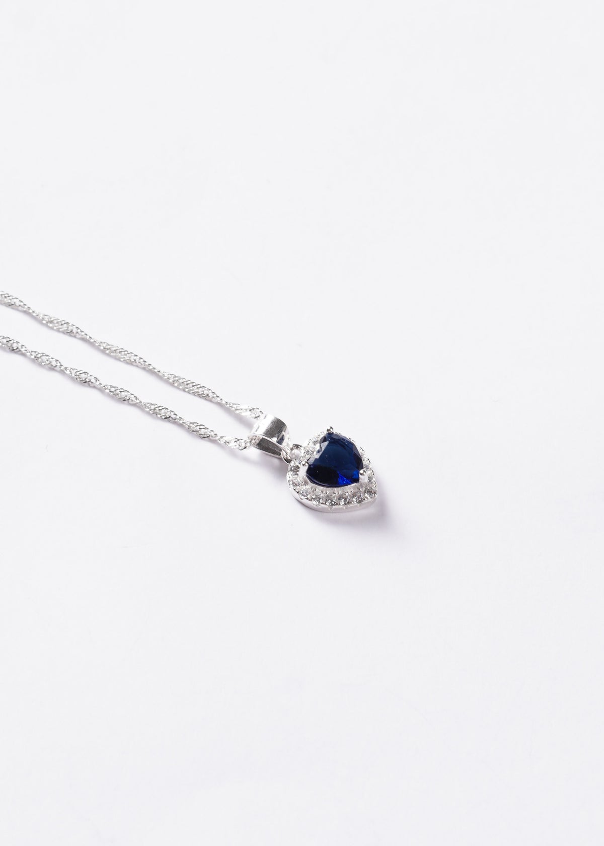 Cadena collar con dije promesa corazón azul plata 925