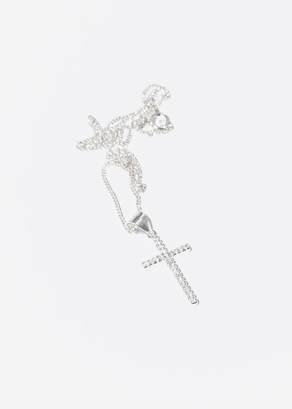 Cadena collar groumet con dije cruz zirconias plata 925