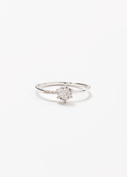 Anillo cintillo solitario 6 puntas con zirconias plata 925