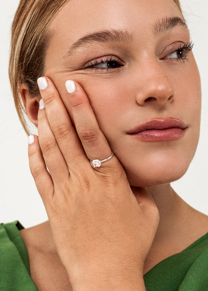 Anillo cintillo solitario zirconia cuadrada plata 925