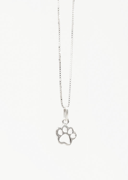 Cadena collar con dije huella perro plata 925