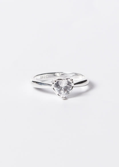Anillo corazón 3 puntas zirconia plata 925
