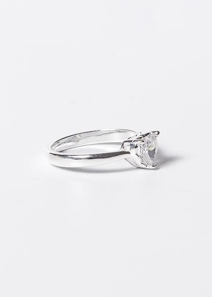 Anillo corazón 3 puntas zirconia plata 925