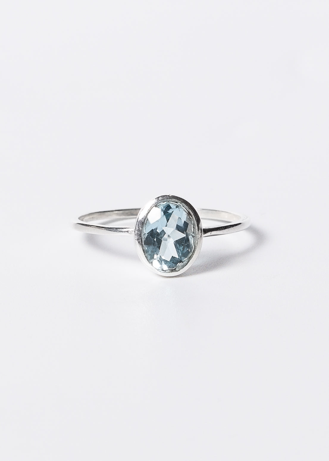 Anillo piedra topacio azul ovalada plata 925
