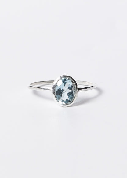 Anillo piedra topacio azul ovalada plata 925