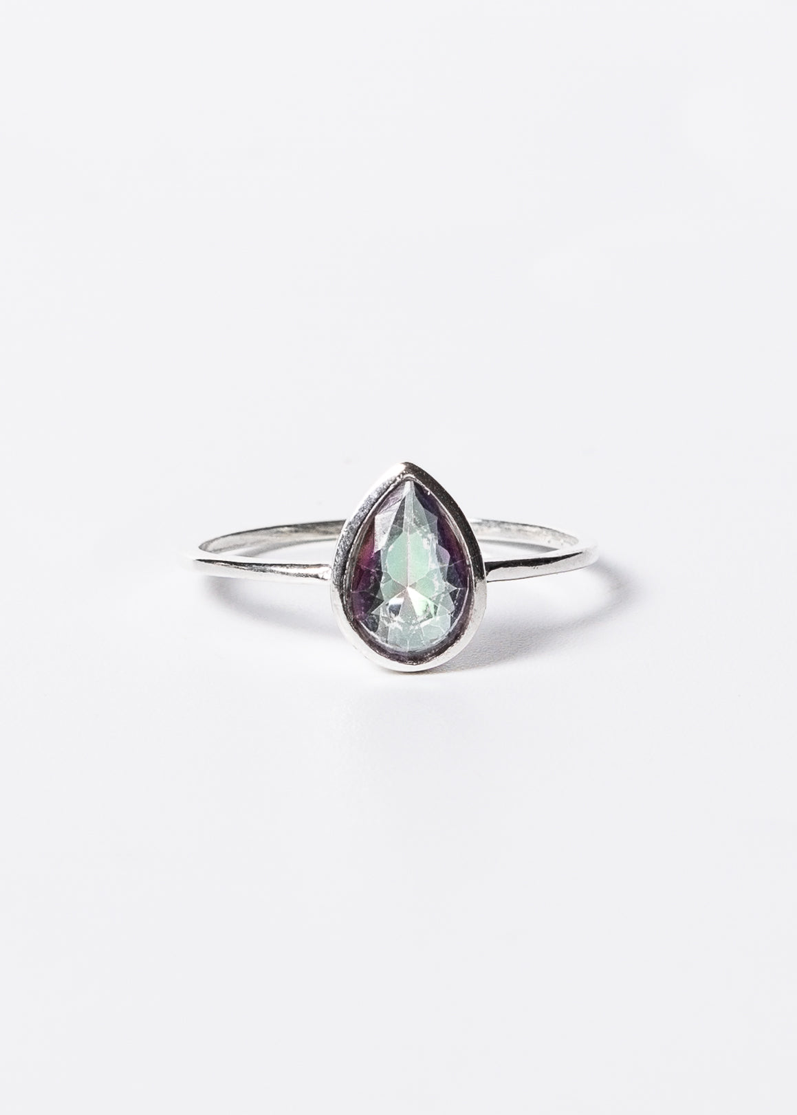 Anillo piedra topacio místico gota plata 925