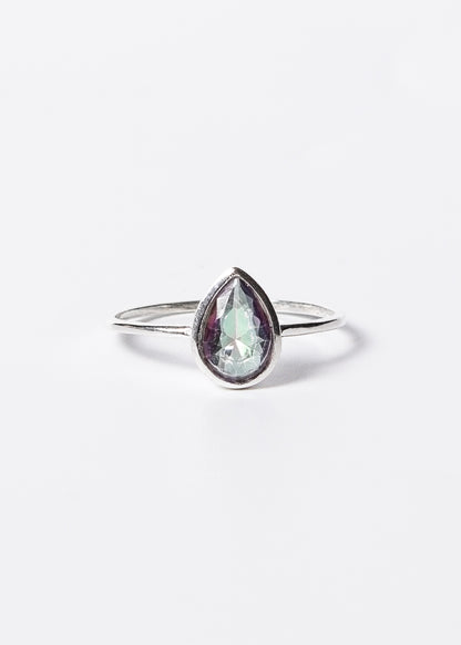 Anillo piedra topacio místico gota plata 925