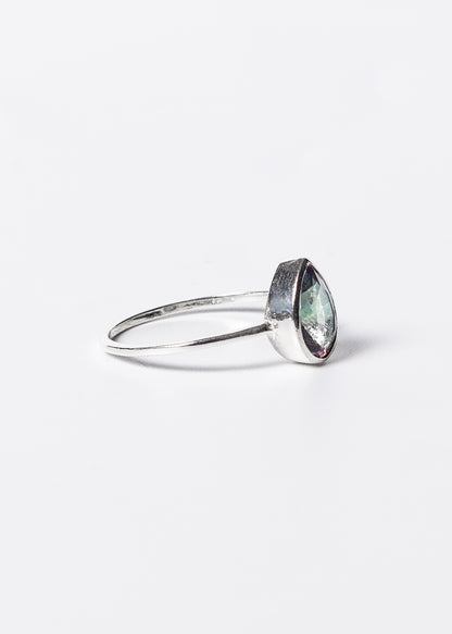Anillo piedra topacio místico gota plata 925