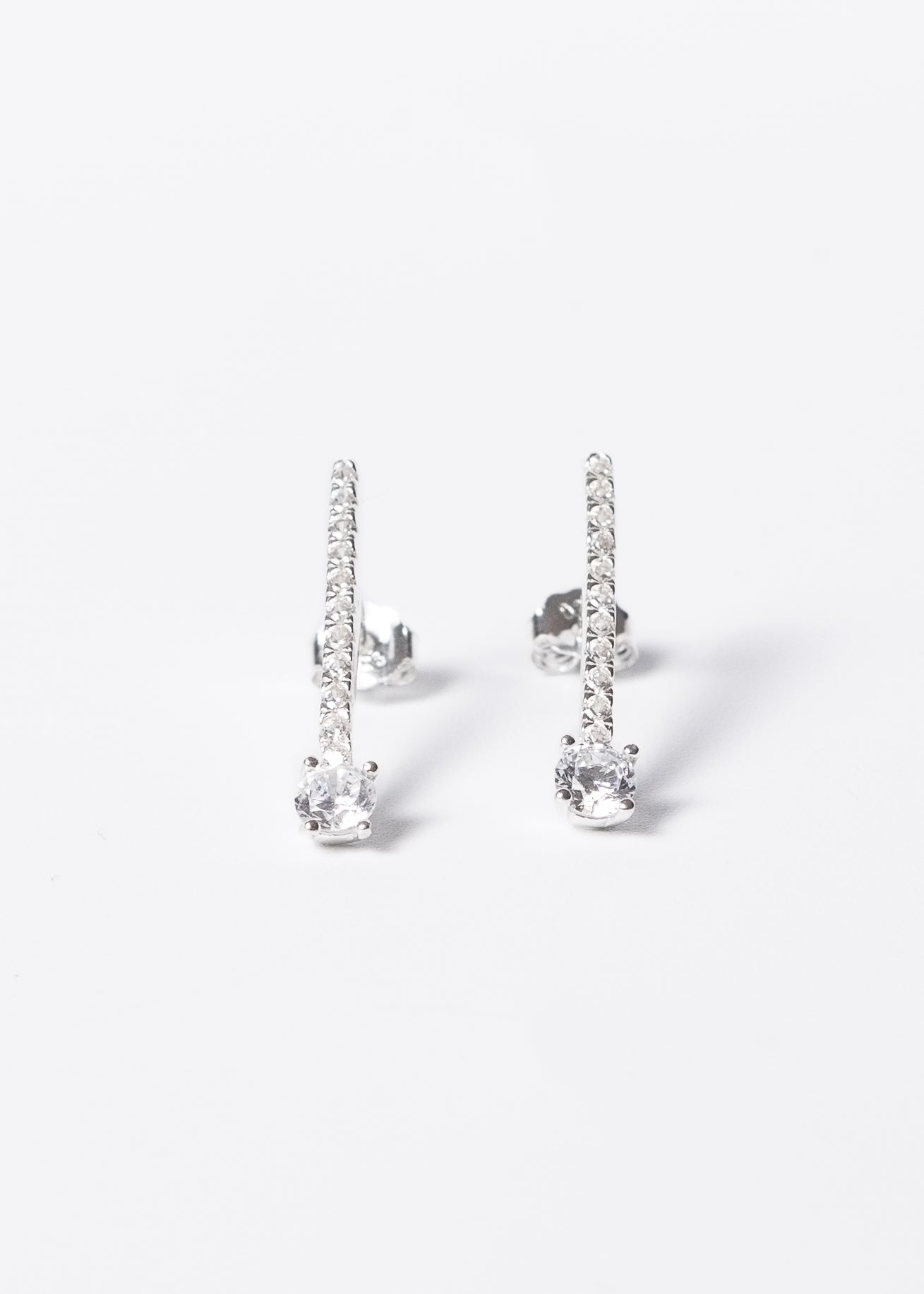 Caravanas colgantes barra de zirconias plata 925