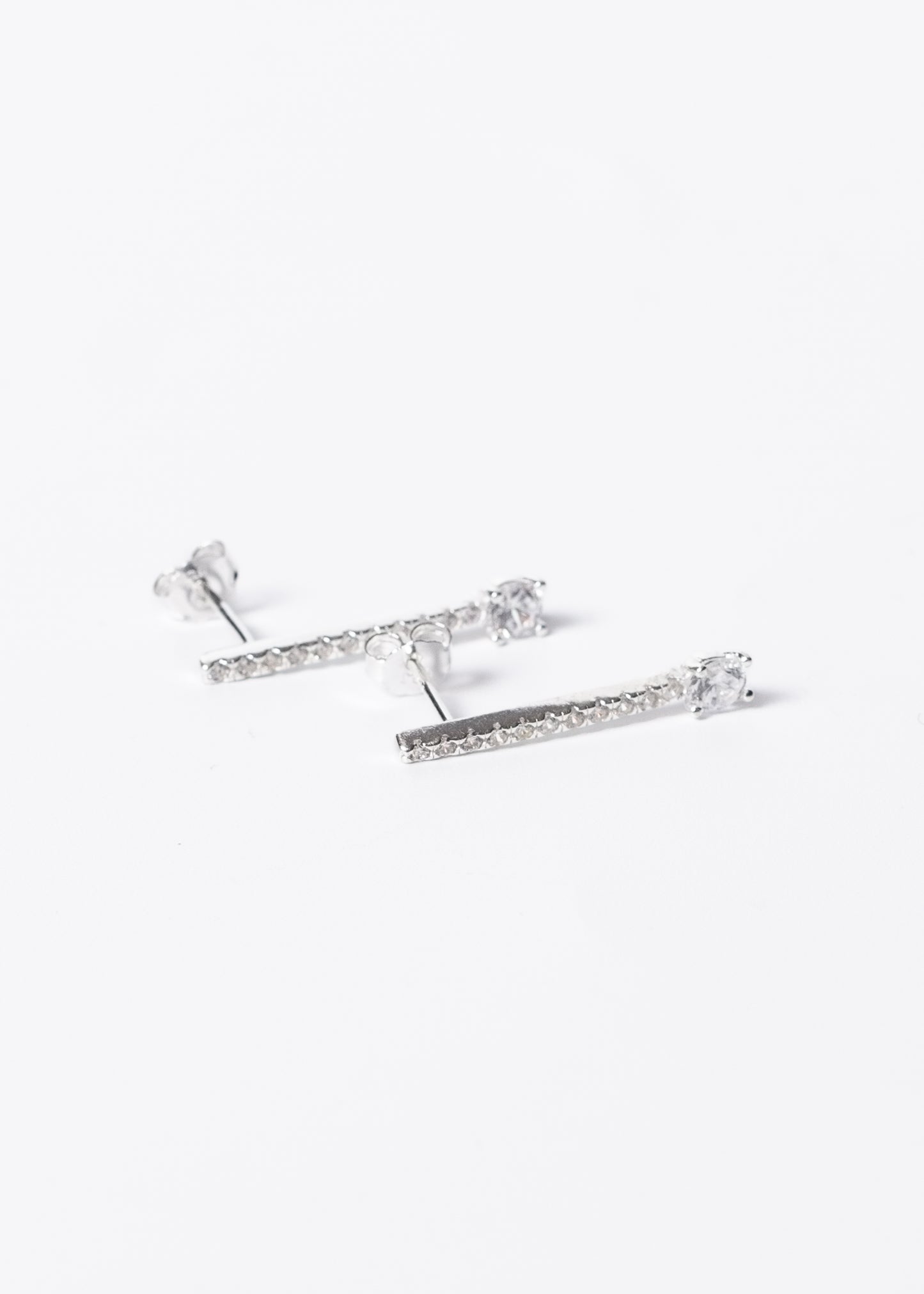 Caravanas colgantes barra de zirconias plata 925