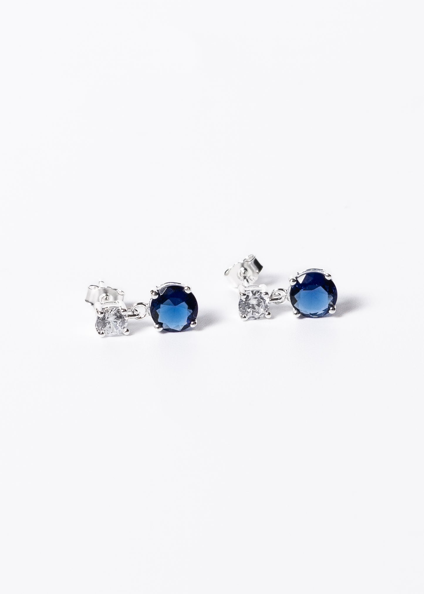 Caravanas punto luz zirconia azul plata 925