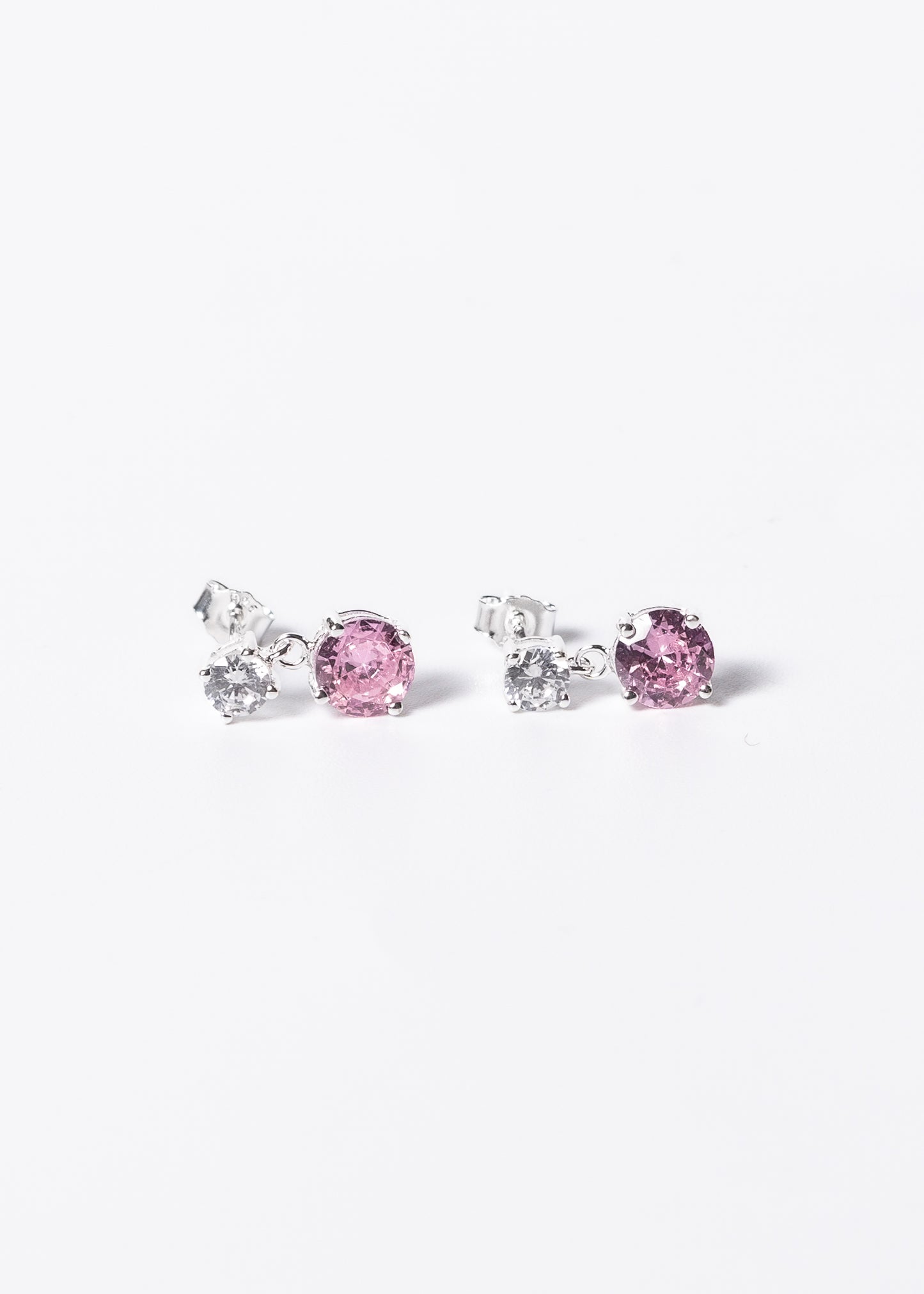 Caravanas punto luz zirconia rosada plata 925