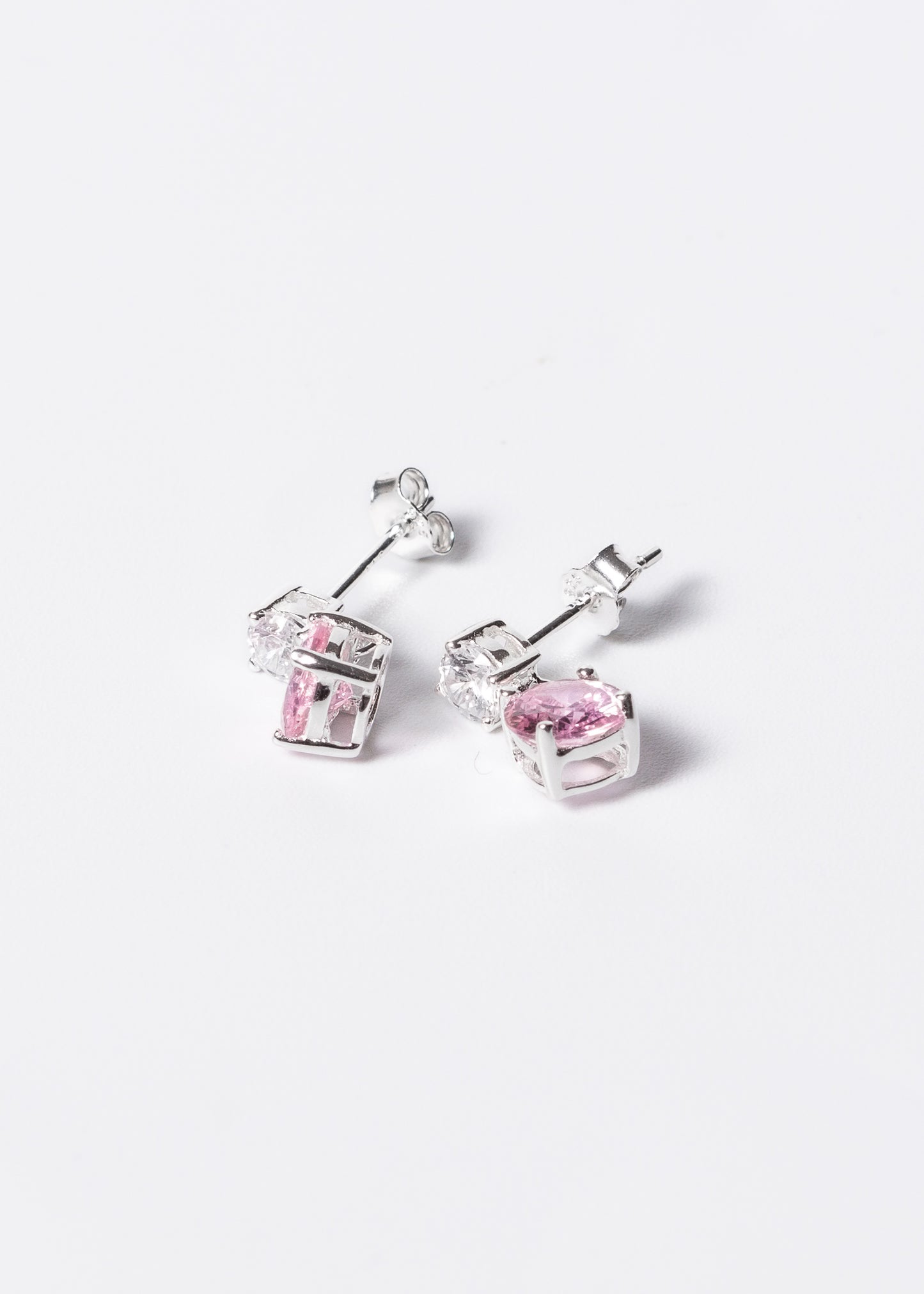 Caravanas punto luz zirconia rosada plata 925