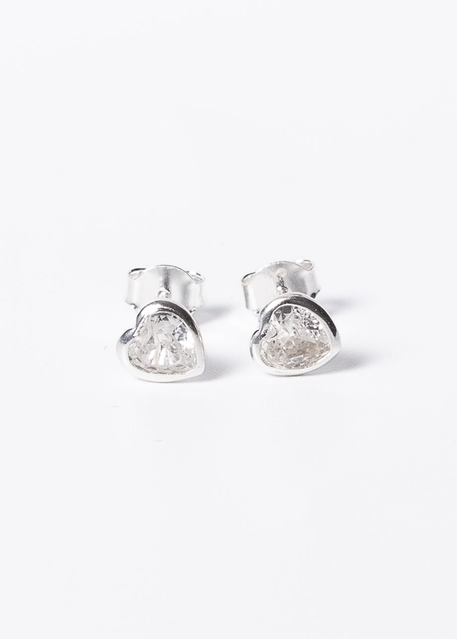 Caravanas punto luz corazón plata 925