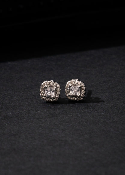 Caravanas lady di cuadradas zirconia blanca plata 925